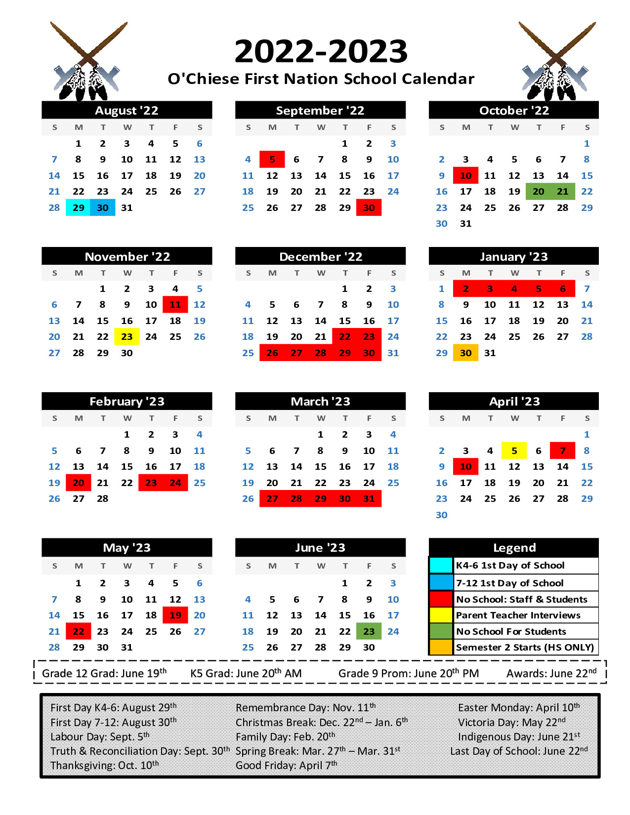 school calendar for the 2022-2023 school year